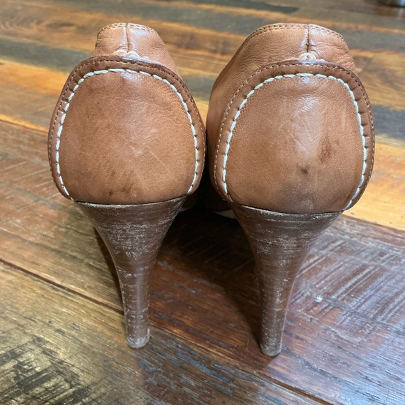 Claudia Ciuti Tan Leather Horsebit Platform Heels Made in Italy Women’s Size 10m - Picture 5 of 9